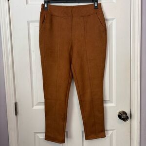 Linea by Louis Dell'Olio Brown Pants Women’s Size 8 Petite Faux Suede Pull On